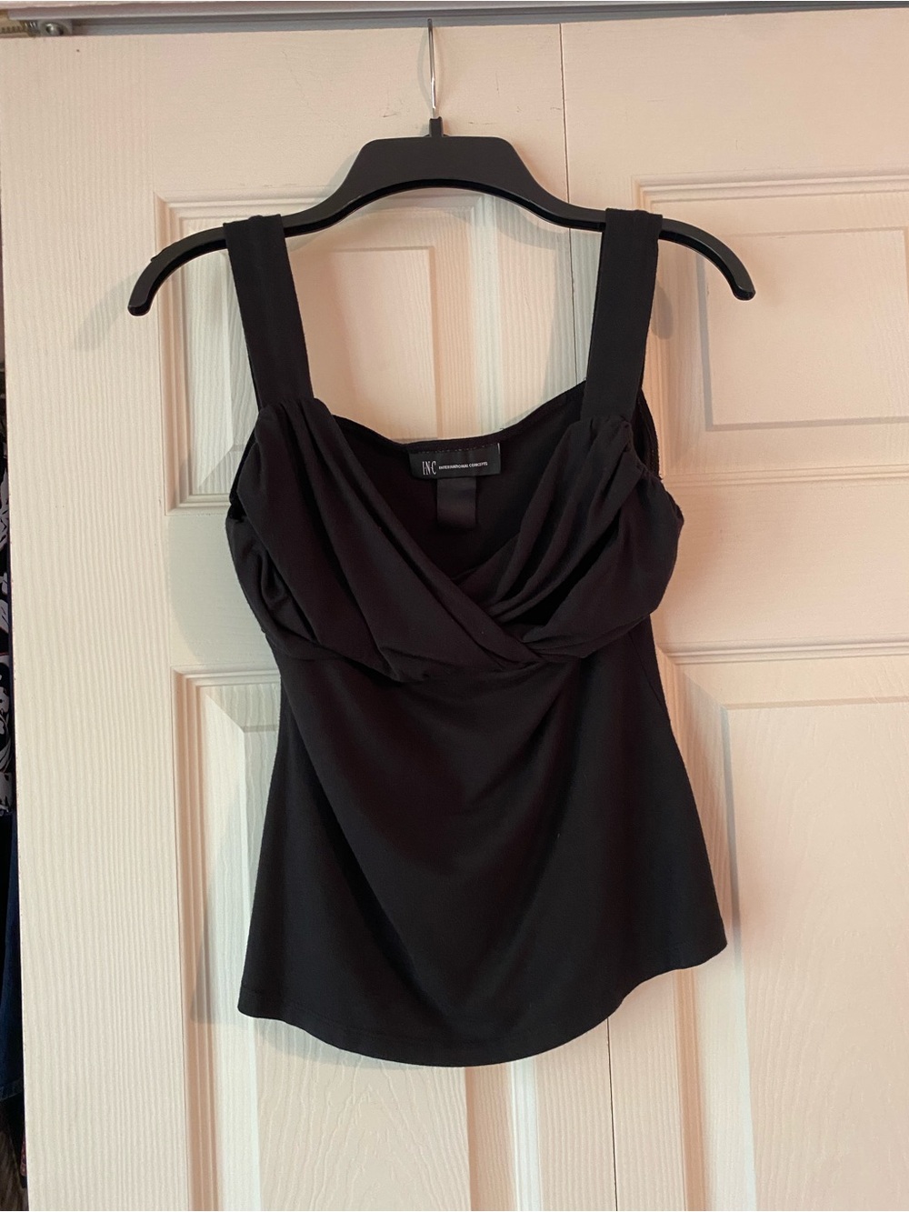 INC International Concepts Black Draped Cami with Wide Straps